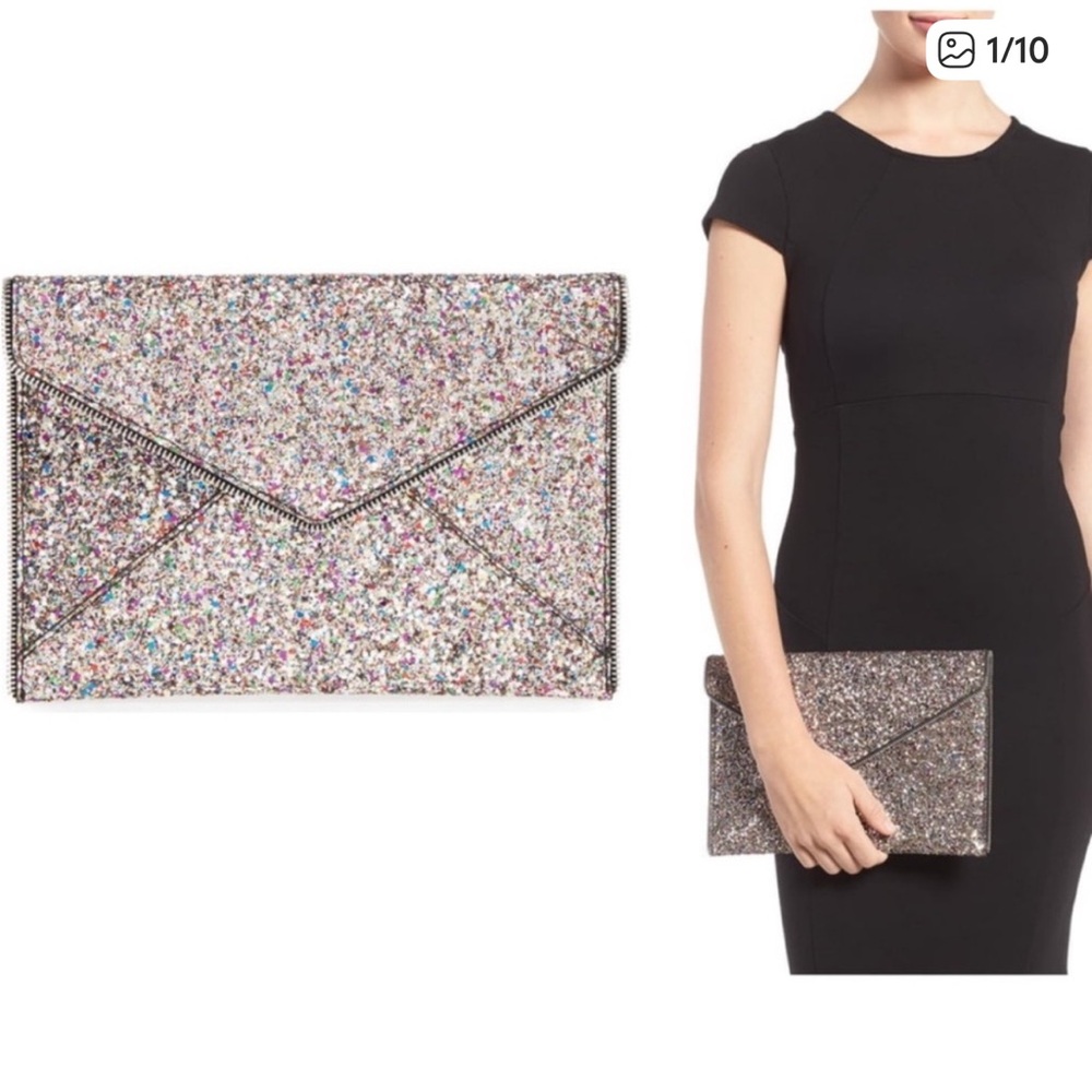 Rebecca Minkoff Glitter Envelope Clutch Like New - Picture 11 of 11